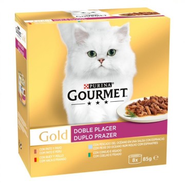 Purina Lata para gatos GOURMET GOLD Doble Placer Surtido Multipack 8 x 85 gr
