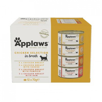 Applaws Gato Adulto Multipack Sobres Caldo de pollo 12x70gr