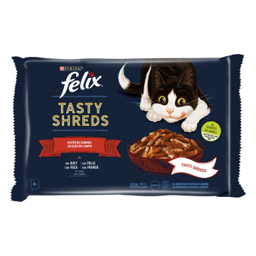 Felix Snacks Tasty Shreds Selecciones Favoritas Comida Húmeda para Gato