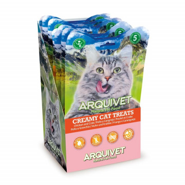 Arquivet Creamy Cat Treats para Gatos de Pollo y Cangrejo 5x14 gr