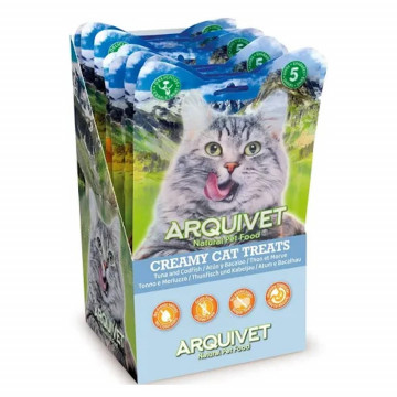 Arquivet Creamy Cat Treats para Gatos de Atún y Bacalao 5 x14gr