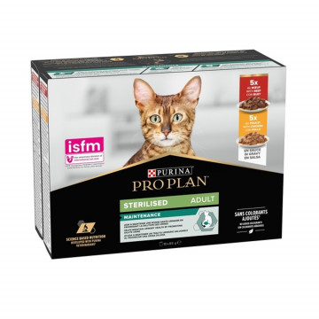 Purina Pro Plan Pack Gatos Sobres para Gatos Esterilizados Buey y Pollo 10 x 85 gr