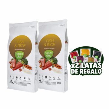 Natura Diet Fish & Rice 2 x 12 kg LATAS GRATIS